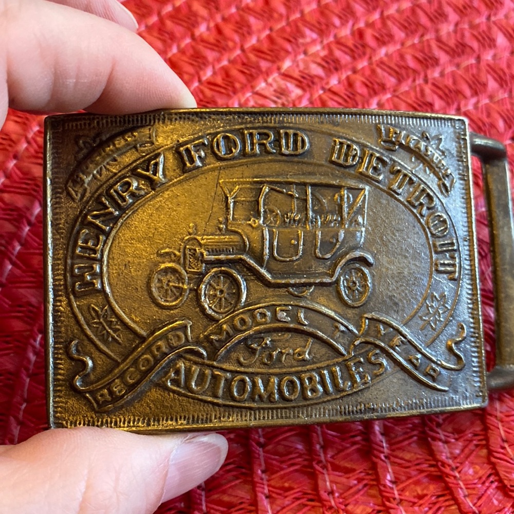 Vintage Henry Ford Detroit Automobile belt buckle